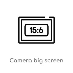 outline camera big screen size vector icon. isolated black simple line element illustration from electronic stuff fill concept. editable vector stroke camera big screen size icon on white background