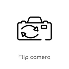 outline flip camera vector icon. isolated black simple line element illustration from electronic stuff fill concept. editable vector stroke flip camera icon on white background