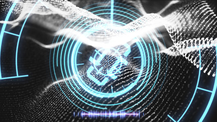 Futuristic HUD sight on an abstract background with highlights.