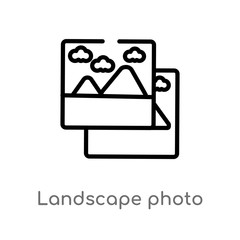 outline landscape photo vector icon. isolated black simple line element illustration from electronic stuff fill concept. editable vector stroke landscape photo icon on white background