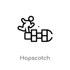 outline hopscotch vector icon. isolated black simple line element illustration from entertainment concept. editable vector stroke hopscotch icon on white background