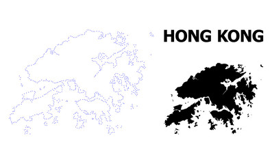 Fototapeta premium Vector Contour Dotted Map of Hong Kong with Caption