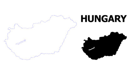 Vector Contour Dotted Map of Hungary with Caption