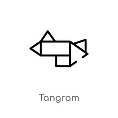 outline tangram vector icon. isolated black simple line element illustration from entertainment concept. editable vector stroke tangram icon on white background