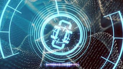 Futuristic HUD sight on an abstract background with highlights.