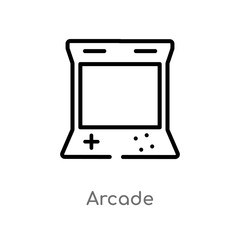 outline arcade vector icon. isolated black simple line element illustration from entertainment and arcade concept. editable vector stroke arcade icon on white background