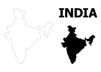 Vector Contour Dotted Map of India with Caption