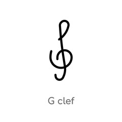 outline g clef vector icon. isolated black simple line element illustration from entertainment and arcade concept. editable vector stroke g clef icon on white background