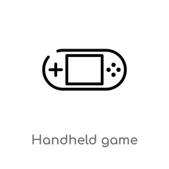 outline handheld game vector icon. isolated black simple line element illustration from entertainment and arcade concept. editable vector stroke handheld game icon on white background