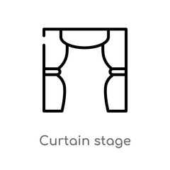 outline curtain stage vector icon. isolated black simple line element illustration from entertainment and arcade concept. editable vector stroke curtain stage icon on white background