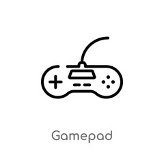 outline gamepad vector icon. isolated black simple line element illustration from entertainment concept. editable vector stroke gamepad icon on white background