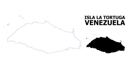 Vector Contour Dotted Map of Isla La Tortuga with Caption