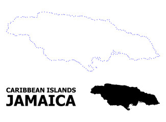 Vector Contour Dotted Map of Jamaica with Caption