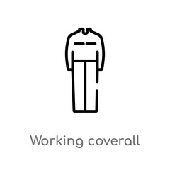 outline working coverall vector icon. isolated black simple line element illustration from fashion concept. editable vector stroke working coverall icon on white background