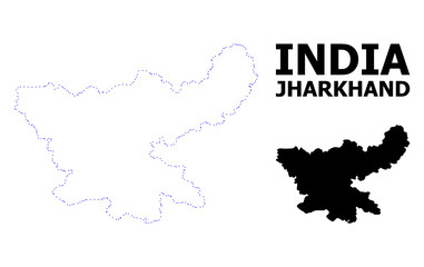 Vector Contour Dotted Map of Jharkhand State with Name