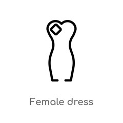 outline female dress vector icon. isolated black simple line element illustration from fashion concept. editable vector stroke female dress icon on white background