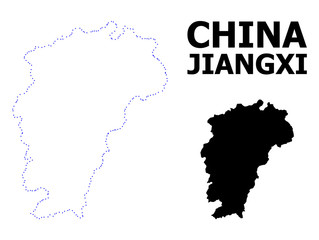 Vector Contour Dotted Map of Jiangxi Province with Caption