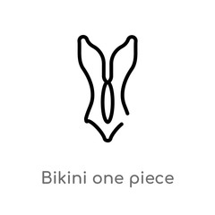 outline bikini one piece swimwear vector icon. isolated black simple line element illustration from fashion concept. editable vector stroke bikini one piece swimwear icon on white background