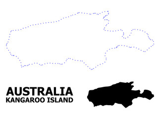 Vector Contour Dotted Map of Kangaroo Island with Name