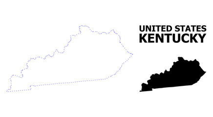 Vector Contour Dotted Map of Kentucky State with Caption