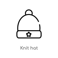 outline knit hat vector icon. isolated black simple line element illustration from fashion concept. editable vector stroke knit hat icon on white background
