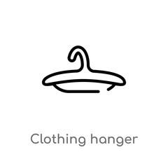 outline clothing hanger vector icon. isolated black simple line element illustration from fashion concept. editable vector stroke clothing hanger icon on white background