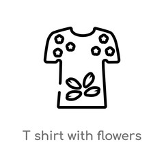 outline t shirt with flowers vector icon. isolated black simple line element illustration from fashion concept. editable vector stroke t shirt with flowers icon on white background