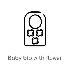 outline baby bib with flower de vector icon. isolated black simple line element illustration from fashion concept. editable vector stroke baby bib with flower de icon on white background