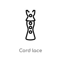 outline cord lace vector icon. isolated black simple line element illustration from fashion concept. editable vector stroke cord lace icon on white background