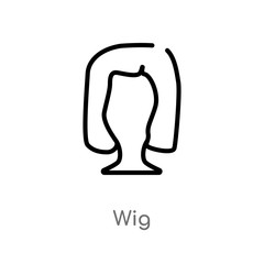 outline wig vector icon. isolated black simple line element illustration from fashion concept. editable vector stroke wig icon on white background