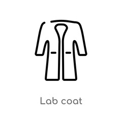 outline lab coat vector icon. isolated black simple line element illustration from fashion concept. editable vector stroke lab coat icon on white background