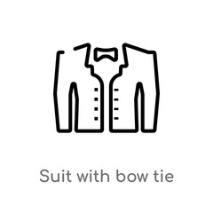 outline suit with bow tie vector icon. isolated black simple line element illustration from fashion concept. editable vector stroke suit with bow tie icon on white background