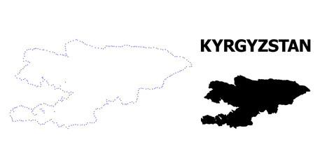 Vector Contour Dotted Map of Kyrgyzstan with Name
