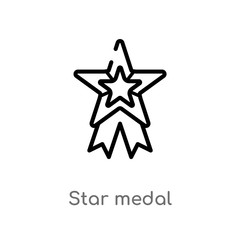 outline star medal vector icon. isolated black simple line element illustration from fashion concept. editable vector stroke star medal icon on white background