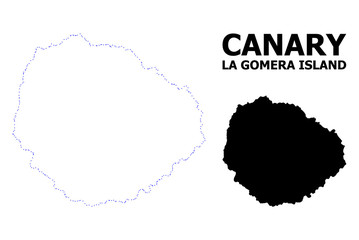 Vector Contour Dotted Map of La Gomera Island with Name