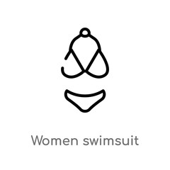 outline women swimsuit vector icon. isolated black simple line element illustration from fashion concept. editable vector stroke women swimsuit icon on white background