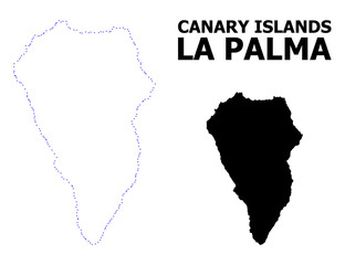 Vector Contour Dotted Map of La Palma Island with Name