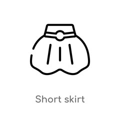 outline short skirt vector icon. isolated black simple line element illustration from fashion concept. editable vector stroke short skirt icon on white background