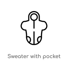 outline sweater with pocket vector icon. isolated black simple line element illustration from fashion concept. editable vector stroke sweater with pocket icon on white background