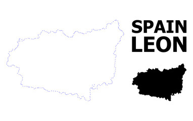 Vector Contour Dotted Map of Leon Province with Caption