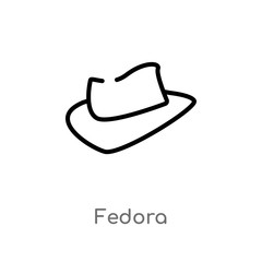 outline fedora vector icon. isolated black simple line element illustration from fashion concept. editable vector stroke fedora icon on white background