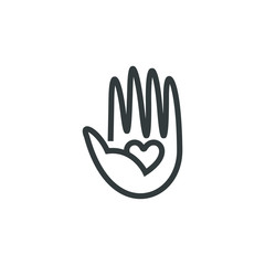 Charity Volunteer Collaboration Heart Love Hands Icon Set	