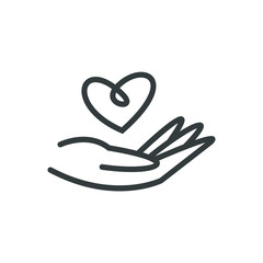 Charity Volunteer Collaboration Heart Love Hands Icon Set	