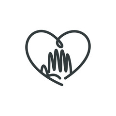 Charity Volunteer Collaboration Heart Love Hands Icon Set	