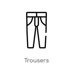 outline trousers vector icon. isolated black simple line element illustration from fashion and commerce concept. editable vector stroke trousers icon on white background
