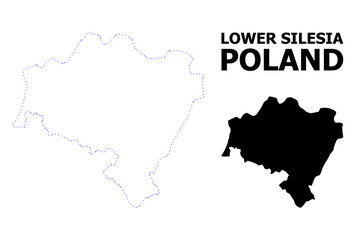 Vector Contour Dotted Map of Lower Silesia Province with Caption