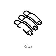 outline ribs vector icon. isolated black simple line element illustration from food concept. editable vector stroke ribs icon on white background