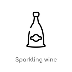 outline sparkling wine vector icon. isolated black simple line element illustration from food concept. editable vector stroke sparkling wine icon on white background