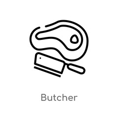 outline butcher vector icon. isolated black simple line element illustration from food concept. editable vector stroke butcher icon on white background