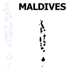 Vector Contour Dotted Map of Maldives with Caption